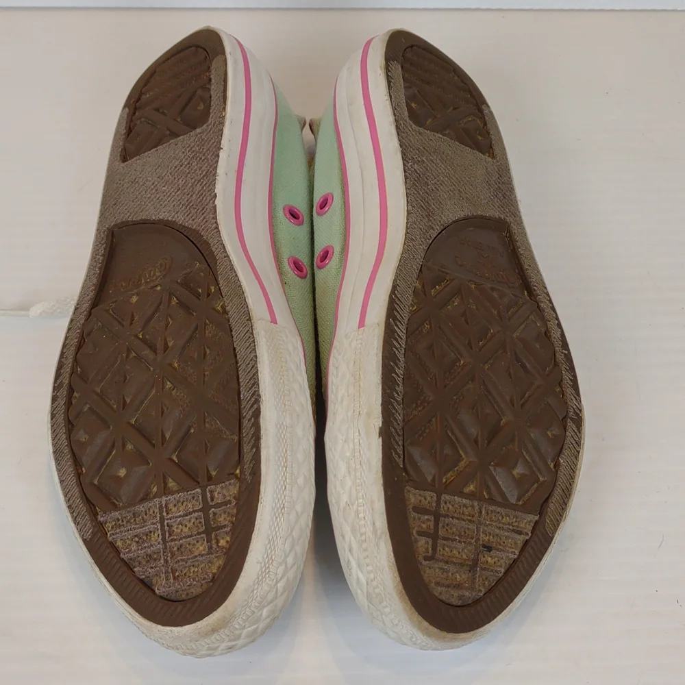 Converse Youth All Star Low Double Tongue Laces Sneakers Skate Shoes Pink & Mint